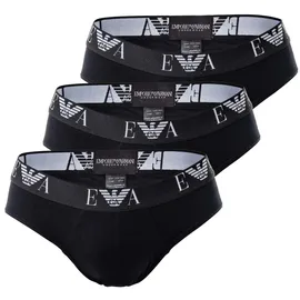 Emporio Armani Herren Slips 3er Pack - Briefs, Unterwäsche, Stretch Cotton schwarz M