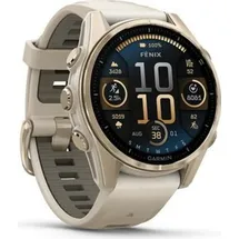 Garmin fenix 8 AMOLED 43 mm sapphire, nebelgrau / softgold Titan mit QuickFit Silikon-Armband 20 mm