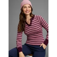 KangaROOS Langarmshirt mit Henley-Ausschnitt und Zierknöpfen, Gr. 48/50, Lila,