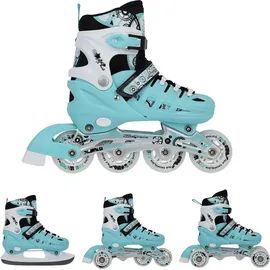 Nils Extreme 4-in-1 Mint NH10905 Verstellbarer Multi-Skate für Straße und Eis - Türkis - 35-38