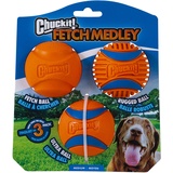Chuckit! Fetch Medley Gen. 3 Gummibälle, Ultra Ball, Fetch Ball, Rugged Ballwerfer, kompatibles Kauspielzeug, Medium, 3 Stück