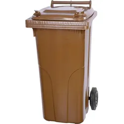 PROREGAL 2-Rad-Mülltonne, 120 Liter, HDPE Kunststoff, HxBxT 94,5x48x54cm, Braun, Mülltonne, Müllgroßbehälter, Mülleimer, Abfalltonne, Müllbehälter