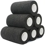 STpro Selbstklebender Verband Tape Fixierverband Selbsthaftende Bandage Tape Haftbandage 10cm x 6 Stück Schwarz Cohesive Bandagen Pferd Selbstklebende Binden Verband Elastischer Verbände Kohäsiv