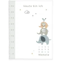 Herding babybest Soft-Peachdecke Elephants Meilensteindecke/Monatsdecke/Fotodecke, Inkl. Zubehör, Elefanten-Design, 75