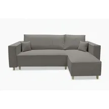 marpur Eckcouch Velourstoff mit Bettkasten und Schlaffunktion Grau