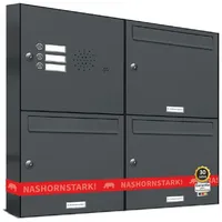 AL Briefkastensysteme 3er Briefkastenanlage Anthrazitgrau inkl. Zeitungsfach