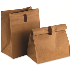 APS Lunchbag, 2er Set 25 x 15 cm, H: 30 cm 70% Naturfaser, 30% Kunstharz beige mit Klettverschluss