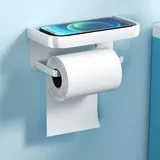 Toilettenpapierhalter Aus Aluminium, Der Ohne Bohren Auskommt Und Über Geräumige Ablagen Verfügt, Für Bad Und Küche (weiß).