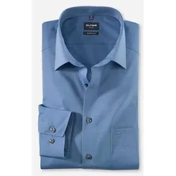 Businesshemd OLYMP "Luxor modern fit", Herren, Gr. 46, N-Gr, blau, Obermaterial: 100% Baumwolle, Langarm, Hemden