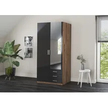Priess Kleiderschrank Amsterdam 94 x 193 x 56 cm Schwarz