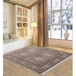 Orientteppich MY HOME "BB Oriantal 1", braun (cream braun), B:70cm H:12mm L:140cm, Schurwolle, Teppiche, reine Wolle, handgeknüpft, orientalisches Design, mit Fransen