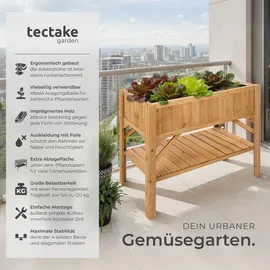 Tectake Hochbeet mit Ablage 119 x 53 x 90 cm braun