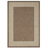 Vimoda Outdoorteppich In-und Outdoor Teppich Terrassen & Balkon Küche, Rechteckig, Läufer Outdoor Bordüre Motiiv in ver- Farben beige|schwarz Rechteckig | Ø 0 cm x 60 cm x 100 cm