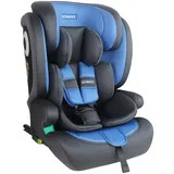 XOMAX LM238 Kindersitz mit ISOFIX I mitwachsend I 9-36 kg, 15 Monate - 12 Jahre, Gruppe 1/2/3 I 5-Punkt-Gurt und 3-Punkt-Gurt I Bezug abnehmbar und waschbar I ECE R129 I anthrazit-blau