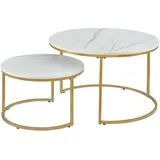 [en.casa] Christchurch Weiß/Gold Metall rund 80 x 45 cm
