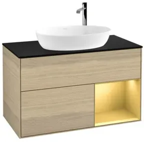V&B Waschtischunterschrank Finion 100, Pl bla m, Reg gol m Lac, Oa ven