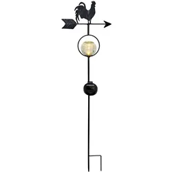 StarTrading LED Solar Gartenstecker Hahn m. Windrichtungspfeil 81cm Sensor schwarz