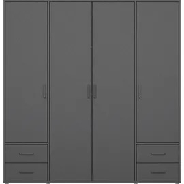 Rauch Drehtürenschrank RAUCH "Kleiderschrank Schrank Garderobe Wäscheschrank VOYAGER", grau (graumetallic), B:187cm H:194cm T:53cm, Holzwerkstoff, Schränke, Drehtürenschrank, moderne Griffe in Graumetallic mit Außenschubkästen MADE IN GERMANY