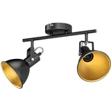 ledscom.de Deckenleuchte RISI, 2-flammig, schwarz/gold matt, 2x E14 max. 40W