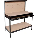 Tectake tectake® Werkbank, mit Lochwand, 12 Haken, 120 x 60 x 156 cm, Freizeit, Heimwerken, Werkstatt, Werkbänke