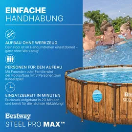 BESTWAY Steel Pro Max Frame Pool Set 427 x 107 cm holzoptik inkl. Filterpumpe + Zubehör