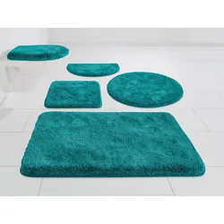 Badematte GRUND "Melos, Badvorleger, Badezimmer Teppich, sehr weich" Gr. 12, blau (petrol), H:27mm, Kunstfaser, Badematten, melierte Optik, sehr weicher Flor, Melange-Effekt, Made in Europe