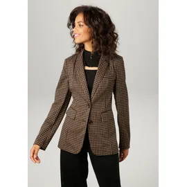 Aniston CASUAL Sweatblazer im trendigen Karo-Dessin Gr. 44, dunkelbraun-braun-rost-beige, , 21424564-44