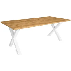 SKRAUT HOME Esstisch, 10 Plätze, 194x90x75cm, Robust und stabil dank Zarge und massiven Beinen, Farbe Eiche, Industriestil - T200NatXBL