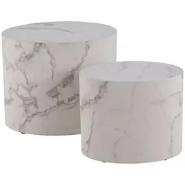 MID.YOU Beistelltischset, Grau, Weiß, Papier, 2-teilig, Marmoroptik, oval, 48x40x33 cm,