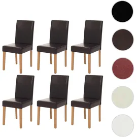 Mendler 6er-Set Esszimmerstuhl Stuhl Küchenstuhl Littau ~ Kunstleder, braun, helle Beine