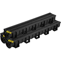 Vevor Dachrinnen-Set 3er-Pack Entwässerungsrinne HDPE-Kunststoff-Gitterrost-Grabenentwässerungssystem 15x13x100 cm