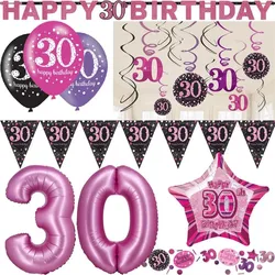 Partyset 30. Geburtstag Deko Geburtstagsdeko Deko pink rosa schwarz Frau Zahl