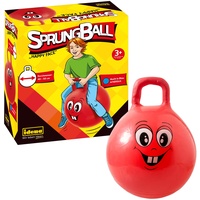 IDENA Sprungball Happy Face in rot, Durchmesser ca. 45 - 50 cm, belastbar bis 50 kg, perfekt für Sommer, Park oder Kindergarten