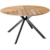 riess-ambiente Gartentisch, Braun, Kunststoff, Metall, Holz Optik, 4-Sitzer, Rund,rund, 120x74x120 cm, Gartenmöbel, Gartentische, Gartentische