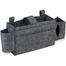Relaxdays Betttasche Hochbett, 8 Fächer, Baby- & Pflegebett, Filz Bett Organizer zum Anhängen HBT 23x43x11cm, dunkelgrau