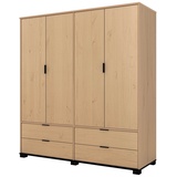 Interlink Inter Link Kleiderschrank Luna 4T4S Kiefer Massivholz beige