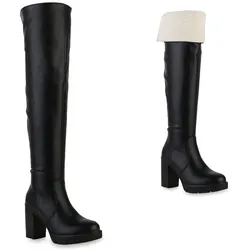 Damen Overknees in Schwarz