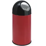 Proregal Klassischer Abfallbehälter mit Pushdeckel | 40 Liter, HxBxT 67x31x31cm | Metall | Rot