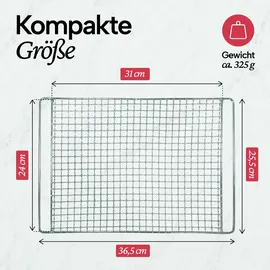 Lemodo Räucherrost 36,5 x 25,5 cm Edelstahl Silber/Weiß
