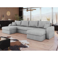 MIRJAN24 Wohnlandschaft Kris U Cord, mit Schlaffunktion und drei Bettkasten, U-Form mit Kissen-Set, L: 304 cm grau