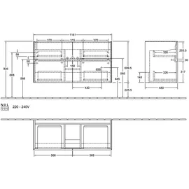 Villeroy & Boch Waschtischunterschrank 4 Auszüge 116,1 x 61 x 48 cm Graphit