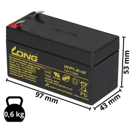 KungLong Bleiakku 12V 1200 mAh 2 St.