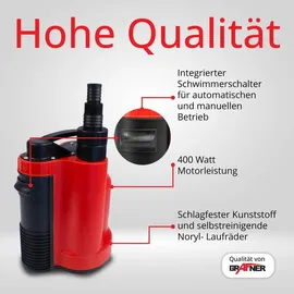 Grafner Tauchpumpe Flachsaugerpumpe 400W 6500L/h
