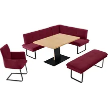 K+W Komfort & Wohnen Essgruppe Giacomo III, (4-tlg), wahlweise links oder rechts langer Schenkel 207cm, Freischwingersessel rot
