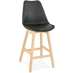 Barstuhl Polyurethan | 65 cm hoch | Robust Nordisch Design Rückenlehne | Schwarz | Küchenhocker | Kadima Design
