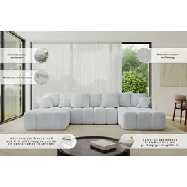 altdecor Ecksofa Cord 6-Sitzer Dunkelgrau