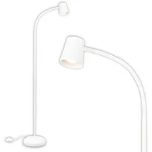 Briloner – Stehlampe als Deko im Wohnzimmer und Leselampe, Schwenkbare Lampe, Wohnzimmerlampe, Fußtaster, Indirekte Beleuchtung, Weiß