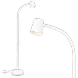 Briloner – Stehlampe als Deko im Wohnzimmer und Leselampe, Schwenkbare Lampe, Wohnzimmerlampe, Fußtaster, Indirekte Beleuchtung, Weiß