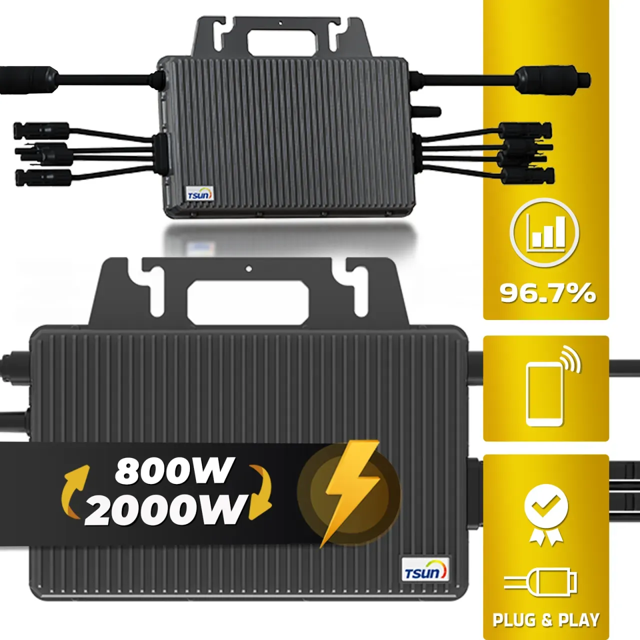 TSUN Wechselrichter 2000W TSOL-MS2000 Mikrowechselrichter für Balkonkraftwerk