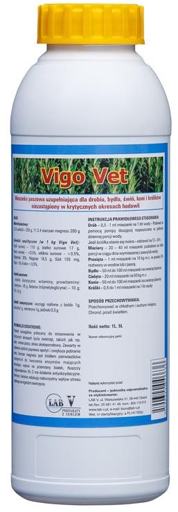 LAB-V Vigo Vet - Ergänzungsfuttermittel für Geflügel, Rinder, Schweine, Pferde und Kaninchen, unverzichtbar in kritischen Zuchtperioden 2x5L (Rabatt für Stammkunden 3%)